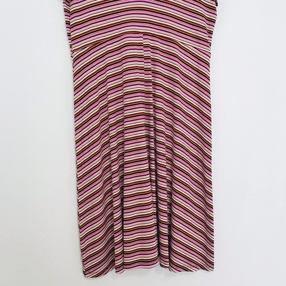 New! Stitch & Pine Ribbed Knit Stripes Fit & Flare Flutter Sleeves Mini Dress - Picture 7 of 9
